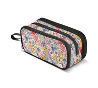 GuoChe Estuche grande de nailon con diseño de flores de acuarela para lápices de alta capacidad, para escuela secundaria, escuela secundaria, adolescentes y niños