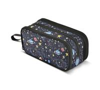 GuoChe Estuche grande de nailon con diseño de noche estrellada, estrella, sol, luna, estuche de gran capacidad con compartimentos, papelería para oficina y niños