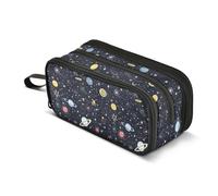 GuoChe Estuche grande de nailon con diseño de noche estrellada, estrella, sol, luna, estuche de lápices de alta capacidad para adolescentes y niñas