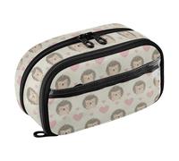 GuoChe Estuche resistente al desgarro, gran capacidad, para la escuela, adolescente, niña, niño, erizo, corazón, animal, boceto