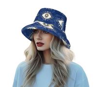 GuoChe Evil Eye Magic Blue Fuzzy - Sombrero de pescador de piel sintética, cálido, para hombres y mujeres, pescador para senderismo