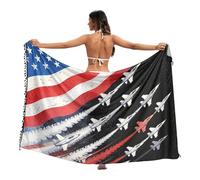 GuoChe Falda para cubrir trajes de baño suaves para la playa, 45 x 70 pulgadas, Bandera de Estados Unidos Patriotic Fighter Jets USA ondeando el 4 de julio, Large