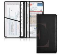 GuoChe Funda de cuero para registro de automóvil y tarjeta de seguro para hombres y mujeres, funda para accesorios para conductores, propietarios de automóviles, remolques, motocicletas, barcos E