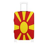 GuoChe Funda para maletas de 18-20/22-24/26-28/29-32 pulgadas, funda suave para equipaje, diseño antipérdida, protector de maleta para viajes, Bandera nacional de Macedonia del Norte, S 18-20 in