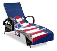 GuoChe Funda para toalla para silla de patio, con múltiples bolsillos de almacenamiento, ligera, para patio, patriótico, rojo, blanco, azul, bandera de Estados Unidos, aviones de combate 4 de julio