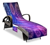 GuoChe Funda para toalla para silla de patio, múltiples bolsillos de almacenamiento, plegable y portátil, para baño, fuegos artificiales, bandera de Estados Unidos, celebración del 4 de julio, Día de