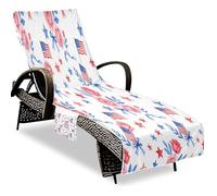 GuoChe Funda para toalla para silla de patio, múltiples bolsillos de almacenamiento, plegable y portátil, para baño, patriótica, con lazos de coqueta del 4 de julio, bandera de Estados Unidos