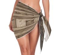GuoChe Funda para traje de baño, traje de baño para mujer, cubierta de bikini, Bandera de Estados Unidos de béisbol patriótica sobre fondo similar a madera 17_00001_00003, S
