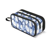 GuoChe Funny Cats - Estuche para lápices de nailon blanco y azul para adolescentes, gran capacidad, con cremallera, papelería escolar para mujer preparada