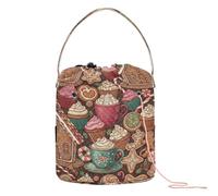 GuoChe Gingerbread House & Treats - Bolsa de hilo de ganchillo con agujeros para agujas de tejer, accesorios de ganchillo