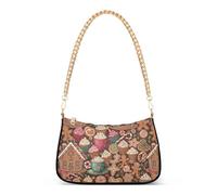 GuoChe Gingerbread House & Treats - Bolsos cruzados con cadena de moda con patrón navideño para mujer, bolsos de moda para mujer