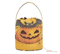 GuoChe Happy Halloween Bat Pumpkin - Bolsas de hilo de ganchillo con agujeros, bolsas de almacenamiento para agujas de tejer, organizador de manualidades