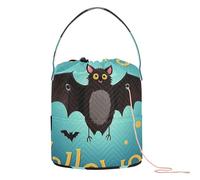 GuoChe Happy Halloween - Bolsa de almacenamiento de hilo de murciélago negro con diseño de dibujos animados, almacenamiento portátil de agujas para tejer agujas de tejer y almacenar manualidades