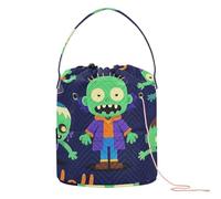 GuoChe Happy Halloween Cartoon Cute Zombie11 - Bolsa de ganchillo con agujeros, almacenamiento de viaje para bolas de hilo, organizadores de manualidades