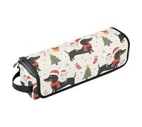 GuoChe Hot Hair Tools - Bolsa de viaje y alfombrilla resistente al calor con cremallera, diseño navideño de perro salchicha