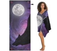 GuoChe Howling Wolf - Toallas de baño magnéticas con diseño de luna llena, galaxia, galaxia y astronomía