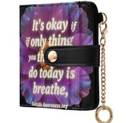 GuoChe It's Okay If The Thing You Do Today Is Breathe - Bonita cartera plegable impermeable de piel sintética para tarjetas