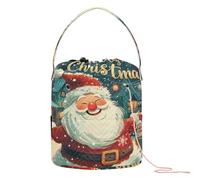 GuoChe Joyful Santa in Snowy Christmas Celebration - Bolsas de hilo para tejer proyectos con agujeros, bolsa de almacenamiento para ganchillo y manualidades