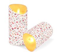 GuoChe Juego de 2 velas falsas de cera parpadeante realistas para mesa de comedor, patrón de Navidad con flamenco rubor