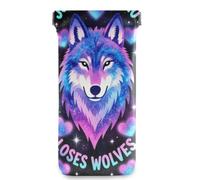 GuoChe Just A Girl Who Loves Wolves Galaxy Space Wolf Lover Squeeze Top - Funda portátil de piel sintética con cierre a presión para hombres y mujeres