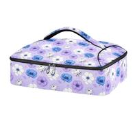 GuoChe Lasagna Lugger - Bolsa de almacenamiento de utensilios y servilletas de aislamiento térmico superior, para picnic y portón trasero, para todas las ocasiones, color azul con flores nevadas