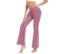 GuoChe Leggings de yoga para mujer, cintura alta, ligeros, adelgazantes, para ocio, talla S, Rayas rojas y ruborizadas, Small