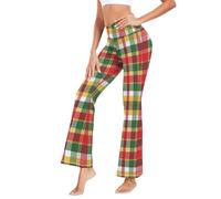GuoChe Leggings de yoga para mujer, cruzados, acampanados, para caminar, talla S, Stewart Tartan Scottish Plaid, X-Large