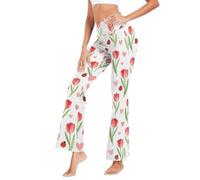 GuoChe Leggings de yoga para mujer, leggings adelgazantes a la moda para correr, talla S, Leopardo y tulipanes, L