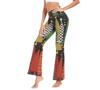 GuoChe - Leggings de yoga para mujer, leggings delgados para playa, talla S, Árboles de Navidad con cuadros de búfalo y leopardo, L