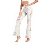 GuoChe - Leggings largos de yoga para mujer, cómodos y pequeños, pantalones de yoga para descanso, S, Loveshackfancy - Lazo de rosa a rayas, XL
