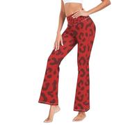 GuoChe Leggings largos de yoga para mujer, pantalones cómodos de cintura alta para actividades al aire libre, talla S, Piel de leopardo rojo ultra oscuro, XL