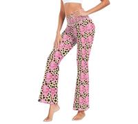 GuoChe Leggings para mujer, pantalones largos de yoga de elastano para fitness, talla S, Coqueta con estampado animal de leopardo y lazo y guepardo, Small