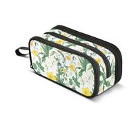GuoChe Lindas flores de primavera rústicas beige de nailon grande para niños, gran capacidad, papelería escolar para mujeres preparadas