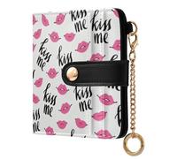 GuoChe Lips and Kiss Me Pattern - Bonita cartera plegable de piel sintética compacta para mujer