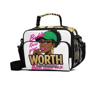 GuoChe Lonchera Baddie Worth Then Add Tax, resistente al agua, reutilizable, aislada, con correa ajustable para el hombro, bolsa de mano aislada para el trabajo, picnic, playa