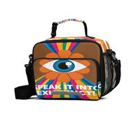 GuoChe Lonchera retro Eye speak It Into Existence Graphic de gran capacidad para adultos con correa ajustable para el hombro, bolsa aislada para el trabajo, viajes, al aire libre