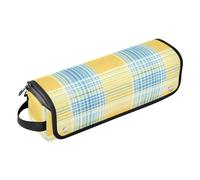 GuoChe Maletín de viaje grande con alfombrilla resistente al calor, color azul y amarillo a cuadros