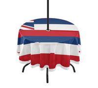 GuoChe Mantel circular con agujero para paraguas y cremallera, bandera del estado de Hawái (EE.UU.), mantel de mesa de té, mantel de 60 pulgadas para cenar, picnic, fiesta, boda