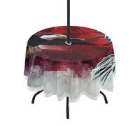 GuoChe Mantel circular para exteriores con agujero para paraguas y cremallera, bandera del Día de los Presidentes de Estados Unidos y Lady Liberty, mantel circular de 60 pulgadas para cenar, fiesta