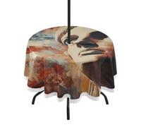 GuoChe Mantel de encaje para exteriores con agujero para paraguas y cremallera, bandera del Día de los Presidentes de Estados Unidos y Lady Liberty, mantel circular de 60 pulgadas para vacaciones