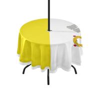 GuoChe Mantel para exteriores con agujero para paraguas y cremallera, bandera de la Ciudad del Vaticano, mantel circular de 60 pulgadas para cenar, picnic, fiesta, boda