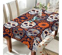 GuoChe Mantel rectangular de tela con diseño de calavera de azúcar naranja de 54 x 72 pulgadas, mantel plegable para camping, granja, cocina, decoración de mesa