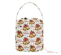 GuoChe Merry Christmas - Bolsa de hilo de ganchillo de campana amarilla pequeña, bolsa de almacenamiento portátil para kit de tejer, accesorios de viaje