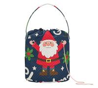 GuoChe Merry Christmas - Bolsa de hilo de ganchillo de enanos de dibujos animados, kit de bolsa de ganchillo con agujeros, almacenamiento de viaje para herramientas de tejer, suministros de ganchillo