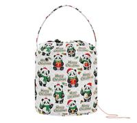 GuoChe Merry Christmas - Bolsa de hilo de panda pequeña con agujeros, bolsa de ganchillo para almacenamiento de kit de tejer, ganchillo