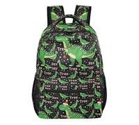 GuoChe Mochila clásica básica duradera para hombre, bolsa de libros de viaje diario, estampado primigenio de lunares morados, Dark Leaf Prehistoric Beast, Medium