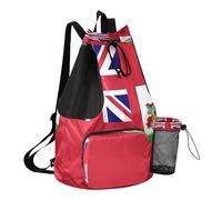 GuoChe Mochila con cordón, bolsa de campamento de verano con bolsillos, cincha trasera, separación seca y húmeda, Bandera de las Bermudas, One Size, Mochilas escolares para niños