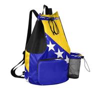 GuoChe Mochila con cordón, bolsa de campamento de verano con bolsillos, cincha trasera, separación seca y húmeda, Bandera nacional de Bosnia y Herzegovina, One Size