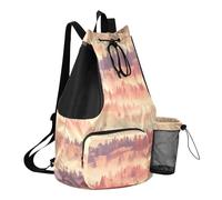 GuoChe Mochila con cordón para natación, gimnasio, bolsa con bolsillos, saco atlético, separación seca y húmeda, Bosques retro, One Size, Mochilas escolares para niños