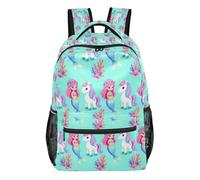 GuoChe Mochila con correa de hombro ajustable ligera para mujer, aviones, viajes, libros, unicornios, corazones, patrón arcoíris, Sirena, niña, unicornios, fiesta, arco iris, poni floral, S